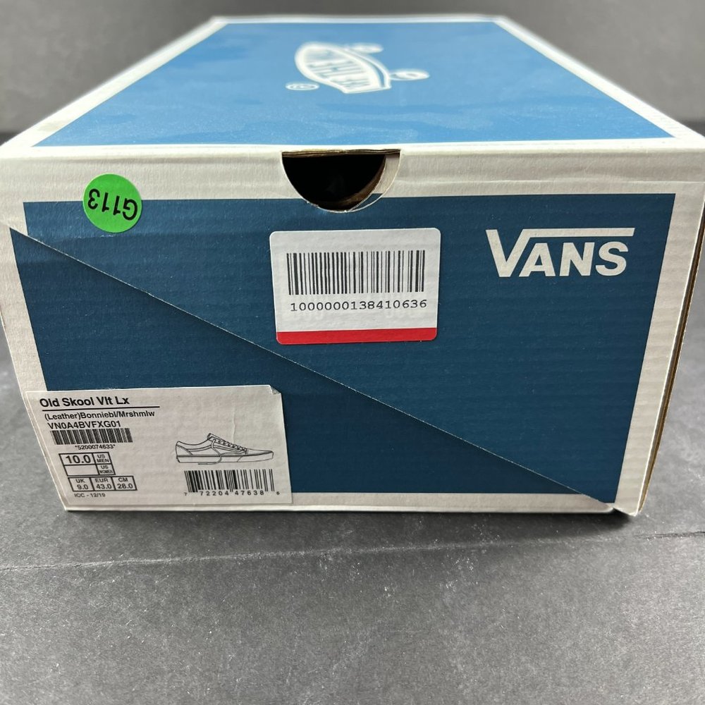 VANS Shoe Men Old Skool Vault Leather White Bonnie Blue Sneaker VN0A4BVFXG01 - Picture 11 of 14
